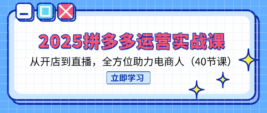 (14259期)2025拼多多运营实战课,从开店到直播,全方位助力电商人(40节课)-AI网创项目超市