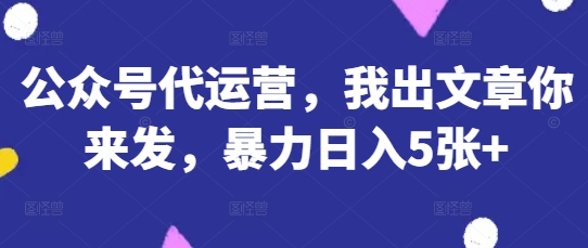 公众号代运营,我出文章你来发,暴力日入5张+【揭秘】-AI网创项目超市