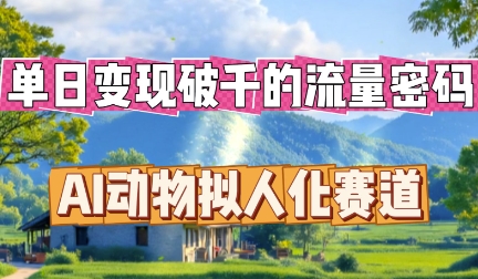 单日变现破k的流量密码,AI动物拟人化赛道-AI网创项目超市