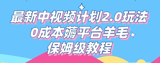 最新中视频计划2.0玩法,0成本薅平台羊毛,保姆级教程-AI网创项目超市