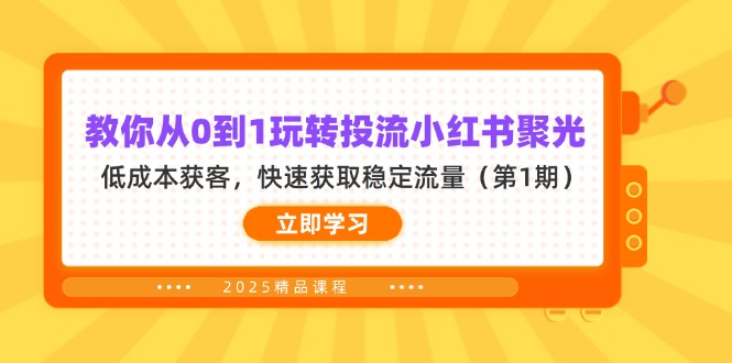 (14260期)教你从0到1玩转投流小红书聚光,低成本获客,快速获取稳定流量(第1期)-AI网创项目超市