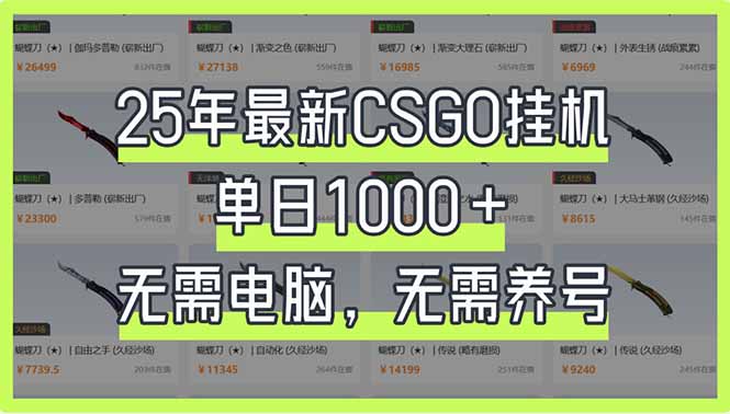 (14178期)25年最新CSGO挂机系统,单日1000+,无需电脑,无需养号,0基础可上手-AI网创项目超市