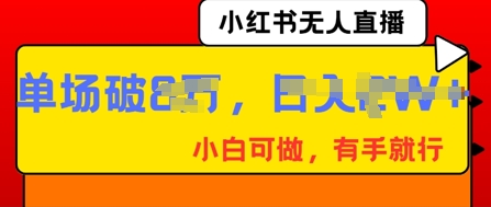 小红书无人直播,纯小白可做,有手就行,单场直播销售额破8w-AI网创项目超市