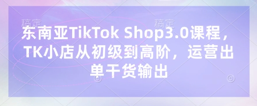 东南亚TikTok Shop3.0课程,TK小店从初级到高阶,运营出单干货输出-AI网创项目超市