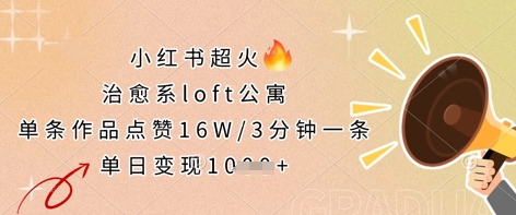 小红书超火的治愈系loft公寓,单条作品点赞16W,3分钟一条,单日变现数张-AI网创项目超市