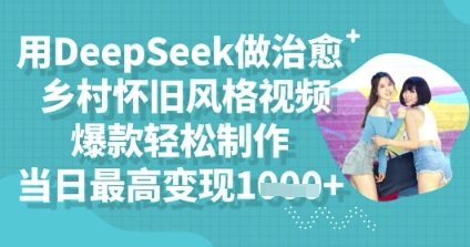 用DeepSeek做治愈乡村怀旧风格视频,爆款轻松制作,当日最高变现多张-AI网创项目超市